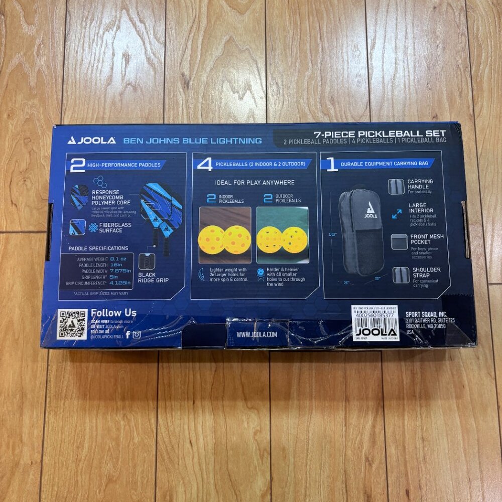 Joola Ben Johns Blue Lightning 7 Piece Pickleball Paddle Set New Open Box - Picture 2 of 4